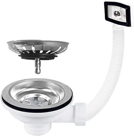 Universele Wastafel Zwanenhals Afvoerplug 3,5 Inch met Flexibele Overloop - RVS en Keramiek