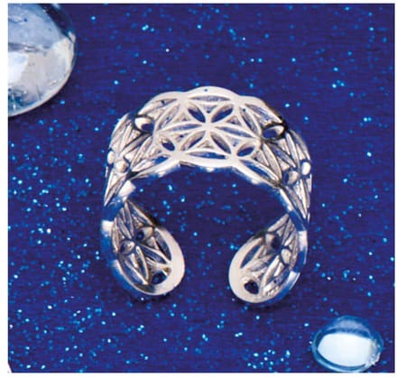 Levensbloem zilver ring open