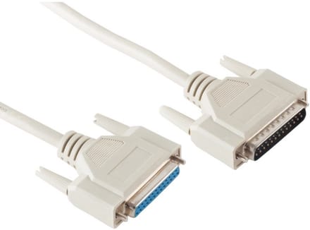 Seriële RS232 verlengkabel 25-pins SUB-D (m) - 25-pins SUB-D (v) / gegoten connectoren - 1,8 meter