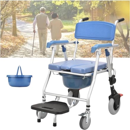 Commode Stoel - Douchestoel Rolstoel - Veilig Douchen - Opvouwbaar Ontwerp - 150 kg - Grijs