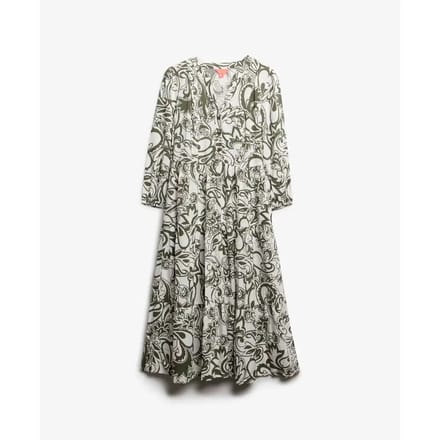 Superdry - Geweven midi-jurk in laagjes - Dames - Jurken