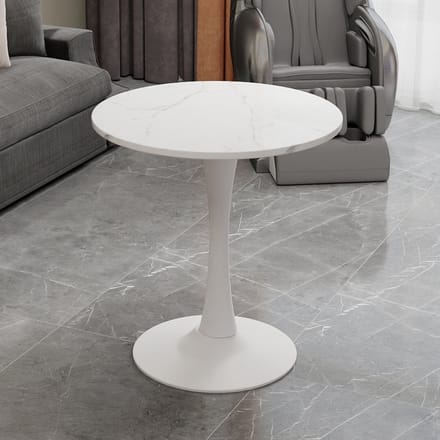REDOM - Ronde Bijzettafel - Modern Minimalistisch - Woonkamer - Kunstmarmer - Wit