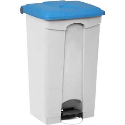 Engels Afvalbak Met Pedaal – 90 Liter, Wit Met Blauw Deksel