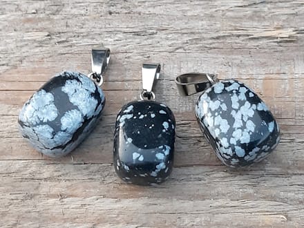 Edelsteen Sneeuwvlokken Obsidiaan hanger