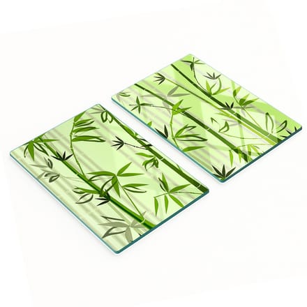 Set van gehard glazen keukenplanken met bamboe-afbeeldingen, 2x40x52 cm