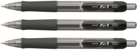 Penac FX-7 - Gelpen - Zwart - 0.7 mm - Zwarte Inkt - 3 pack