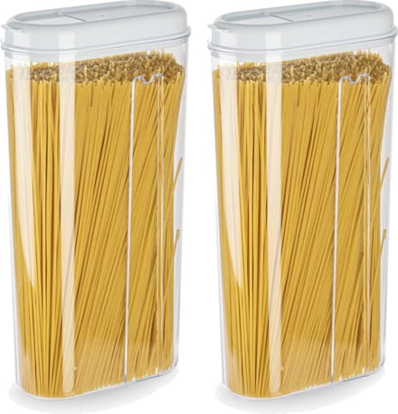 Plasticforte Voedselcontainer strooibus - 2x - wit - 2350 ml - kunststof - voorraadpotten