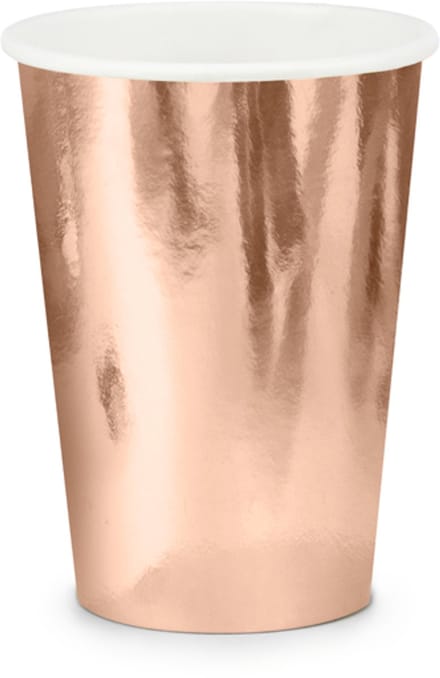 Kartonnen drinkbekertjes 6 stuks rose goud / Party deco / 220ml / rose gouden wegwerp bekers