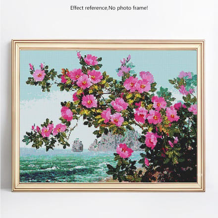 Peinture de diamant avec perceuse complète, fleurs rondes, Kits de points de croix, broderie de strass, images 20X30 pink