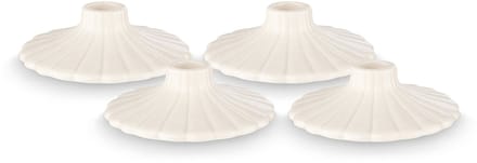 vtwonen Kandelaar Set van 4 - Kaarsenhouder van Keramiek - Wit - 8x2.5cm