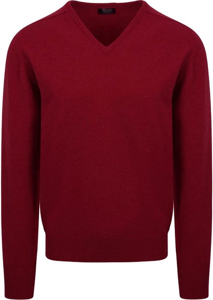 William Lockie V Lamswol Bordeaux - Maat M - Heren - Pullovers