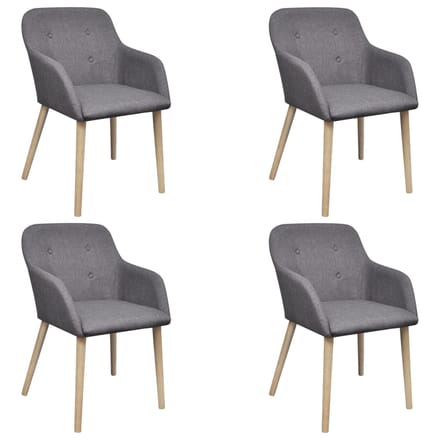 vidaXL - Eetkamerstoelen - 4 - st - stof - en - massief - eikenhout - donkergrijs