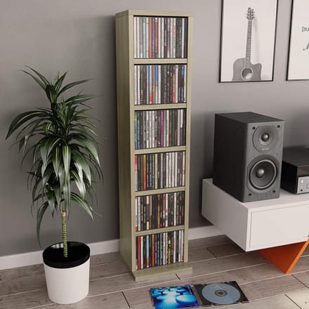 CD Kast Sonoma Eiken 6 Vakken Opslagplank Boekenplank
