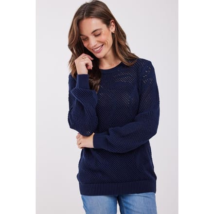 DIDI Dames Pullover Palm jacquard Dark blue maat 44