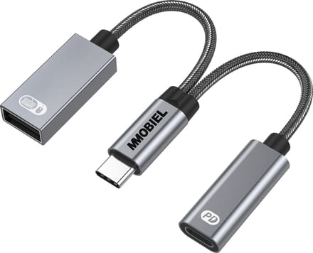 MMOBIEL USB-C naar USB Adapter OTG - 2-in-1 Splitter USB C naar USB A en USB C - Type-C Opladen PD 60W - Aluminium