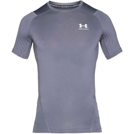 Under Armour UA HG Armour Comp SS-GRY Heren Sportshirt - Castlerock - Wit