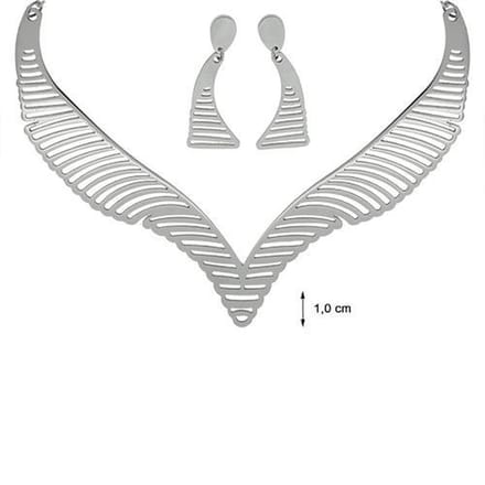 Blinx Jewels Stalen Hanger Design Ketting incl. Oorbellen