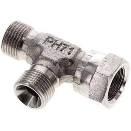 T-koppeling G3/8'' Buitendraad x Binnendraad RVS Hydrauliek 325bar (4566.25psi)