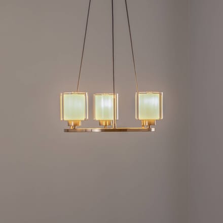 Lucea Kroonluchter Ressa, Ø 44 cm, antiek messing, 3-lamps.