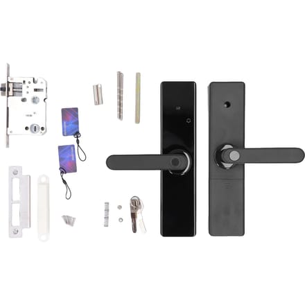 Serrure de porte à poignée avec clavier à empreintes digitales Support pour application Tuya Alimentation de secours Entrée sans clé gray