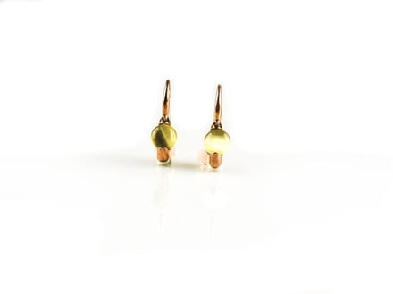 model Piccolo oorringen in zilver roze verguld model cabochon kaki