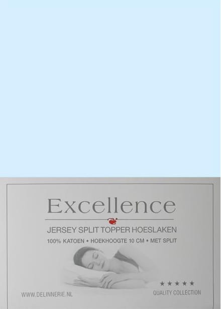 Excellence Jersey Split Topper Hoeslaken - Tweepersoons - 160x200/210 cm - Light Blue