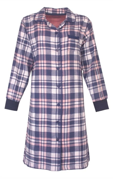 Irresistible Dames Nachthemd - Flannel - Doorknoop - Blauw - Maat M