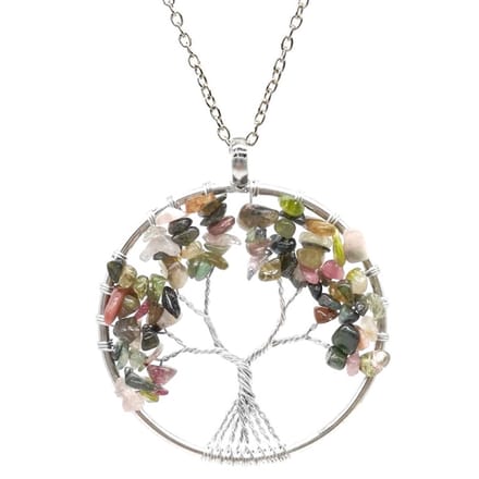 Fako Bijoux® - Ketting - Chakra Reiki - Levensboom XL - Indiase Agaat - Multicolor