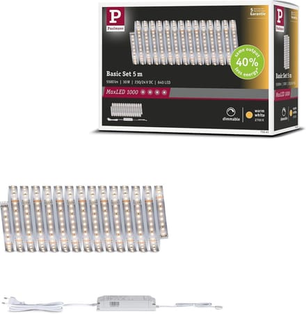 ' Paulmann 71241 MaxLED 1000 LED-strip warm wit basisset 5m 30W 1100lm/m 128 LED''s/m 2700K 60VA'