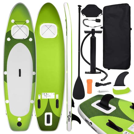 Vidaxl Opblaasbaar Supboard Met Accessoires, Groen, 330X76X10 Cm