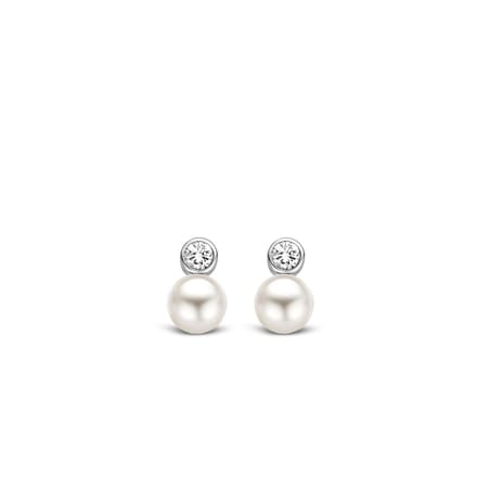 TI SENTO Dames Oorbellen - 925 zilver - Wit parel - 7590PW