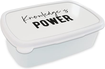 Broodtrommel Wit - Lunchbox - Brooddoos - Quotes - Kennis - Leren - Studenten - Studeren - 18x12x6 cm - Volwassenen