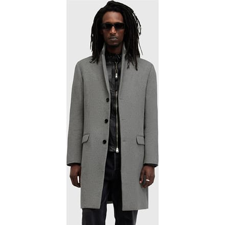 AllSaints Hal Coat Light Grey Marl Taglia: 34 | Cappotti monopetto Outlet | Uomo | Grigio