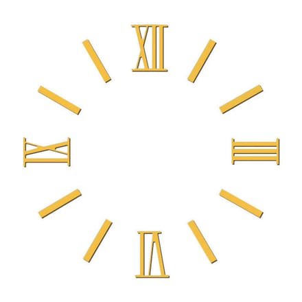 Set Romeinse cijfers, messing, zwart gelakt, L=40