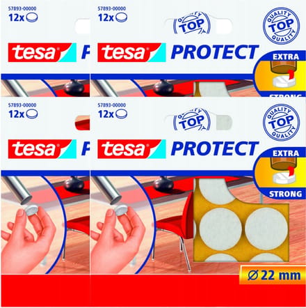 Tesa Protect Serie - Filten Beschermende Pads - Rond - 22mm - Wit