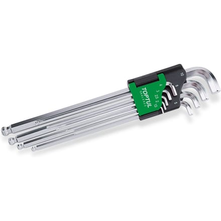 Zeskant stiftsleutelset HEX TOPTUL 9Stk (1.5 2 3 4 5 6 8 10mm) extra lang