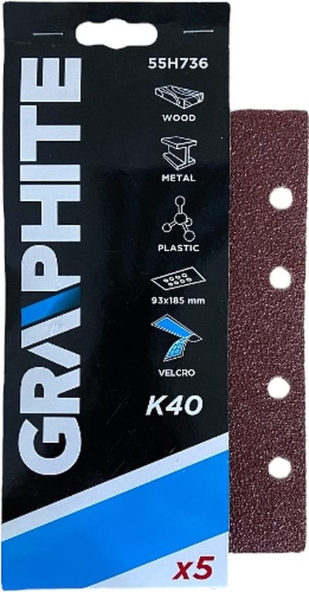 Graphite Vlakschuurpapier 93x185 K40 VELCRO