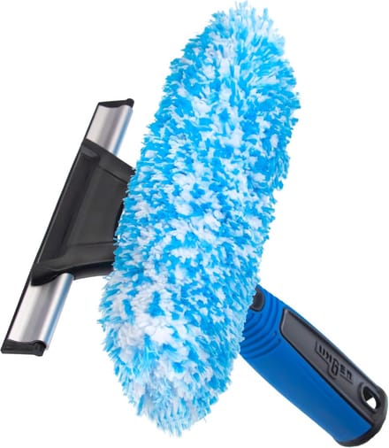 Raamwisser Schrobber - Glasreiniger Combinatie - Streeploos Ramen - Dubbele Functionaliteit - 15 cm Breed - Blauw Zwart
