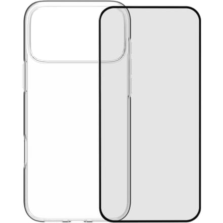 BlueBuilt Back Cover iPhone 17 Pro Max Transparant + BlueBuilt iPhone 17 Pro Max Screenprotector Glas