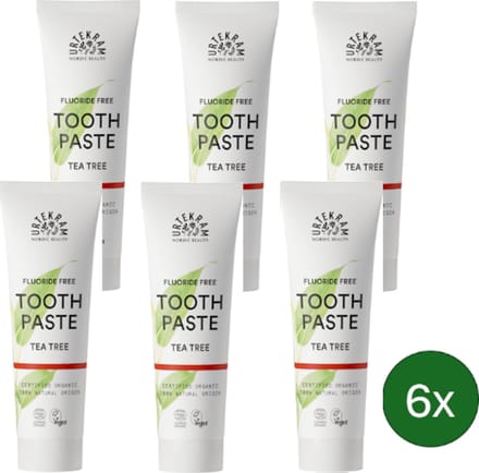 Urtekram Tea Tree Tandpasta – 75 ml – Multipack met 6 stuks