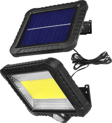 LED-schijnwerper op zonne-energie met bewegingssensor Maclean IP44, 5W, 400lm, 6000K koud wit, lithiumbatterij 1300 mAh, 5,5V DC MCE438