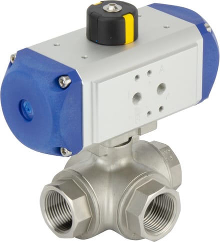 G3/4'' 3-Weg T-boring RVS Pneumatische Kogelkraan Veersluitend - BL3SA - BL3SAT-034-PC-006