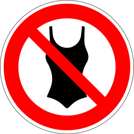 Badkleding verboden bord - kunststof 100 mm