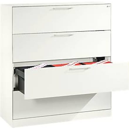 Hangmappenkast Asisto C 3000, 4 schuifladen, 3 rijen, B 1200 mm, wit/wit