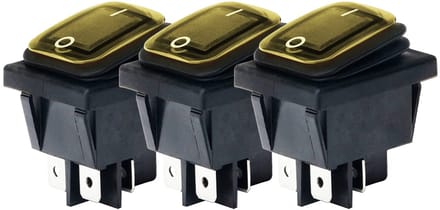 Orbit Electronic Wipschakelaar ON-OFF - 4-pins - 30x22mm - 16A 250V - Spat Waterdicht - KCD4-201-16 - Geel - 3 stuks