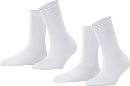 FALKE Happy 2-Pack eenkleurig katoen multipack sokken dames wit - maat 39-42