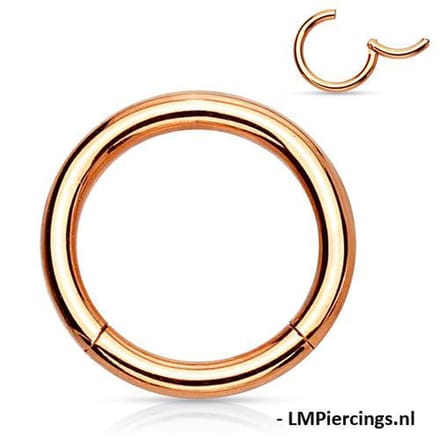 Piercing ring high quality - Chirurgisch staal 1.2x12 mm - rose goud - LMPiercings