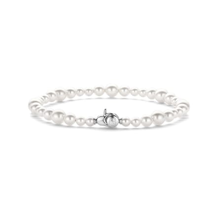 TI SENTO Dames Armband - 925 zilver - Wit parel - Maat M - 23074PW