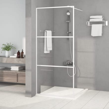 vidaXL - Inloopdouchewand - 90x195 - cm - transparant - ESG-glas - wit