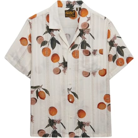 Superdry Beach Printed Overhemd met Korte Mouwen Crème Grootte: 36